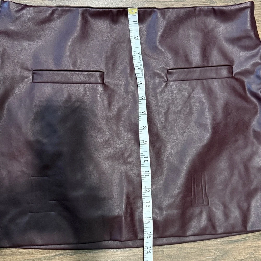 A new day Faux Leather Burgundy Mini Skirt size 12 New